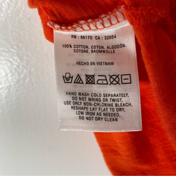 Anthropologie Ric Rac Red Orange Ruffled Cotton Tank Top - Picture 8 of 8